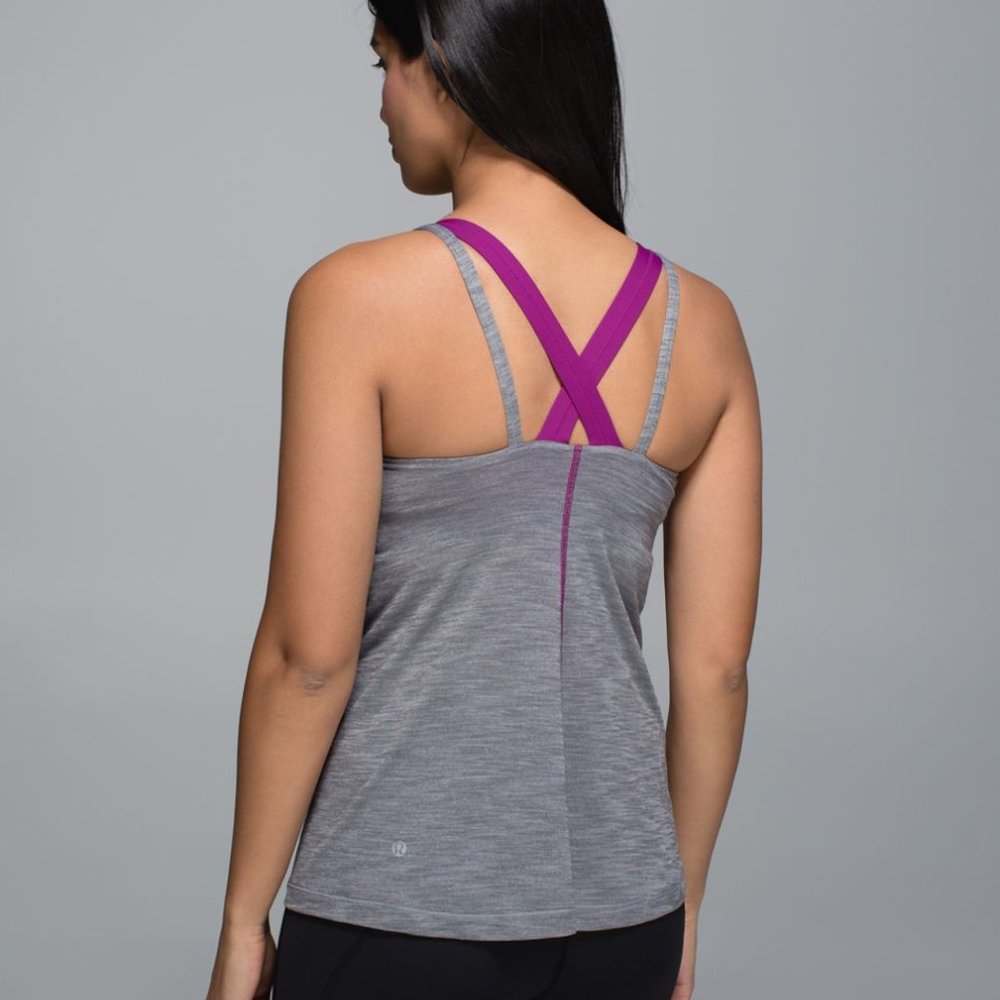 Lululemon Woman's Run For Gold Tank in Heathered Slate / Regal Plum - Size Small